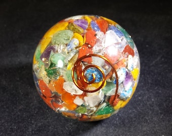 MEDIUM (40-50mm) 7 CHAKRA Mixed Stone Orgone Gemstone Sphere Orgone Sphere