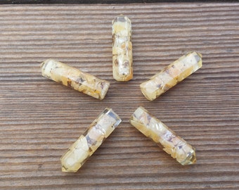 YELLOW JADE ORGONE Single Terminated Gemstone Crystal Pencil Point (One)