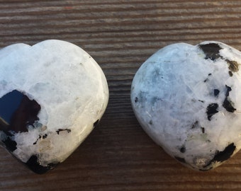 NATURAL RAINBOW MOONSTONE Gemstone Puffy Heart 40-45mm
