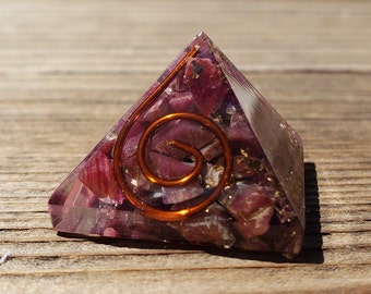 Small (25-30mm) RUBY COIL Orgone Gemstone Pyramid Small Pyramid Orgone