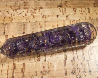 ORGONE AMETHYST Faceted Gemstone Massage Wand Stone Crystal Wand