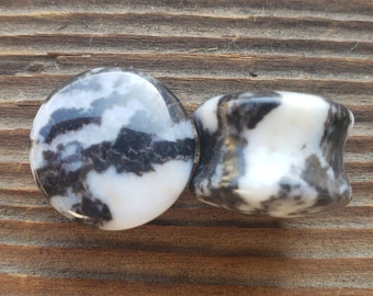 Pair of ZEBRA JASPER Plugs Gauges Body Jewelry Double Flared - Pick Size