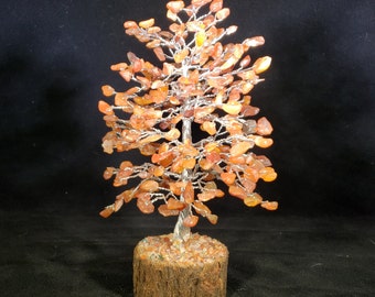 Natural CARNELIAN STEP Style Gemstone Chip Tree With 300 Stones Crystal Tree Of Life