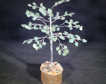 Natural GREEN AVENTURINE Gemstone Chip Tree With 100 Stones Crystal Tree Of Life