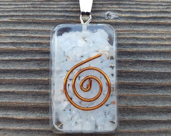 ORGONE ANGELITE Gemstone Rectangle Pendant Orgone (One)