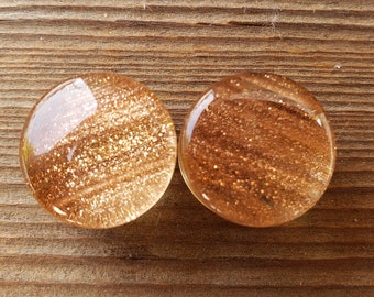 Pair of GOLD SAND GLASS Plugs Gauges Body Jewelry Double Flared - Pick Size