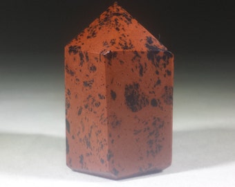 NATURAL  MAHOGANY OBSIDIAN Carved Faceted Point Gemstone Crystal Point