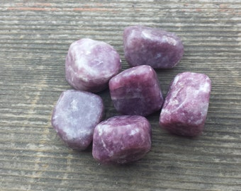 THREE (3) LEPIDOLITE TUMBLED Stones Medium/Large Natural Tumble Stones