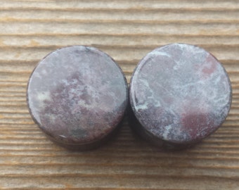 Pair of Real CHICKEN BLOOD STONE Flat Plugs Gauges Body Jewelry Double Flared - Pick Size