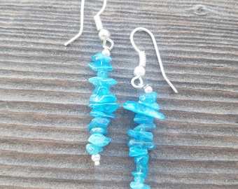 Natural APATITE Handmade Gemstone Chip EARRINGS