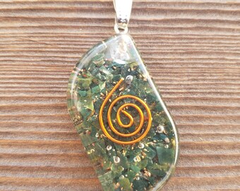 ORGONE BLOODSTONE Gemstone Eye Shaped Pendant Orgone (One)