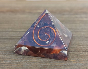 Small (25-30mm) RED TIGER Eye COIL Orgone Gemstone Pyramid Small Pyramid Orgone