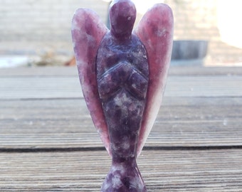 3" LEPIDOLITE ANGEL Natural Handcarved Stone Gemstone