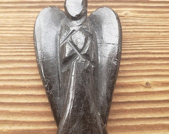 2" SHUNGITE ANGEL Natural Handcarved Stone Gemstone