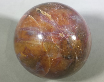 LARGE PETRIFIED WOOD Sphere Natural Stone Hand Carved Gemstone Sphere 49mm[20]