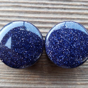 Pair of BLUE SANDSTONE Plugs Gauges Body Jewelry Double Flared - Pick Size
