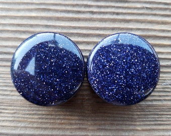 Pair of BLUE SANDSTONE Plugs Gauges Body Jewelry Double Flared - Pick Size