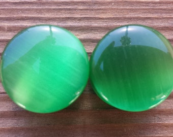 Pair of GREEN CATS EYE Plugs Gauges Body Jewelry Double Flared - Pick Size