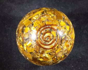 Medium (40-50mm) TIGER EYE Orgone Gemstone Sphere Orgone Sphere