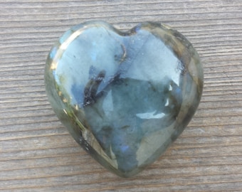 Large NATURAL LABRADORITE Gemstone Puffy Heart 60-70mm