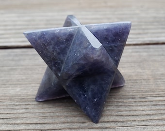 Large (50mm) IOLITE Natural Gemstone Merkaba Star (One)