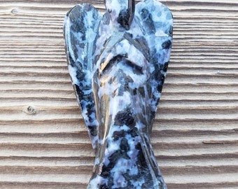 2" INDIGO GABBRO ANGEL Natural Handcarved Stone Gemstone