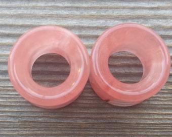 Pair of CHERRY QUARTZ TUNNEL Plugs Gauges Body Jewelry Double Flared - Pick Size