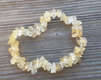 RUTILATED QUARTZ Natural Stone Gemstone Stretchy Chip Bracelet