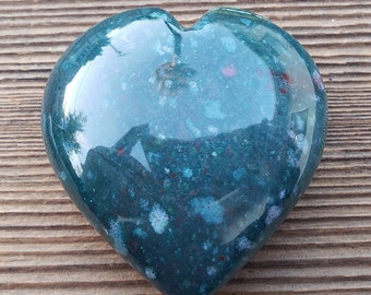 Large NATURAL BLOODSTONE Gemstone Puffy Heart 60-70mm