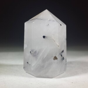 NATURAL TOURMILATED QUARTZ Carved Faceted Point Gemstone Crystal  Point