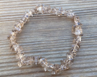 SMOKEY QUARTZ Natural Stone Gemstone Stretchy Chip Bracelet