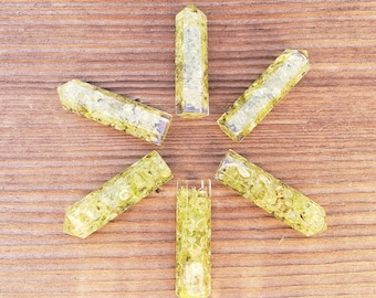 PERIDOT ORGONE Single Terminated Gemstone Crystal Pencil Point (One)