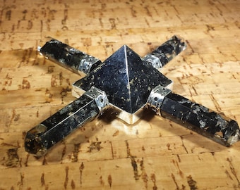 BLACK TOURMALINE ORGONE 4 Point Gemstone Energy Generator