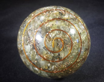 LARGE (60-70mm) LABRADORITE stone Orgone Gemstone Sphere Orgone Sphere