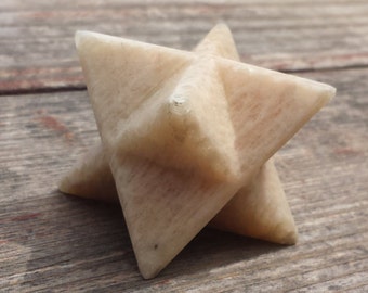 Large (50mm) MOONSTONE Natural Gemstone Merkaba Star (One)