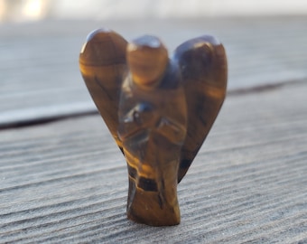 1" TIGER EYE ANGEL Natural Handcarved Stone Gemstone