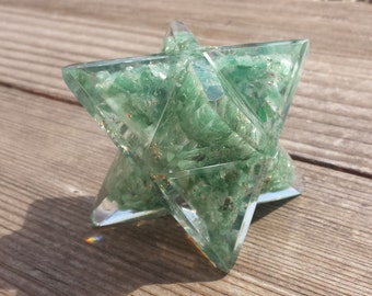 Extra Large (80-85MM) GREEN AVENTURINE Orgone Gemstone Merkaba Star (One)