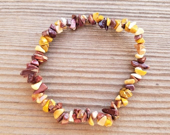 MOOKAITE JASPER Natural Stone Gemstone Stretchy Chip Bracelet