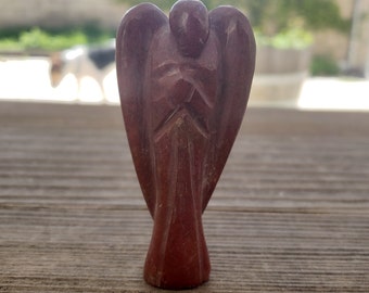 3" RED JASPER ANGEL Natural Handcarved Stone Gemstone