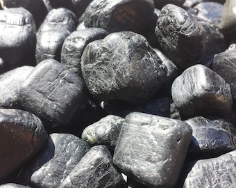 THREE (3) BLACK TOURMALINE Tumbled Stones Medium/Large Natural Tumble Stones
