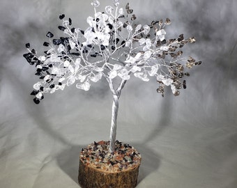 Natural BANISH BAD ENERGY Gemstone Chip Tree With 300 Stones Crystal Tree Of Life