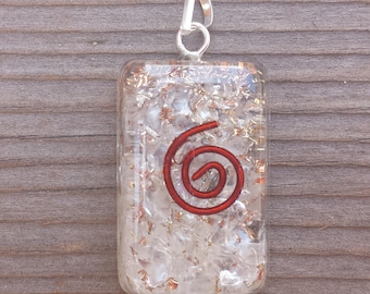 ORGONE CLEAR QUARTZ Gemstone Rectangle Pendant Orgone (One)