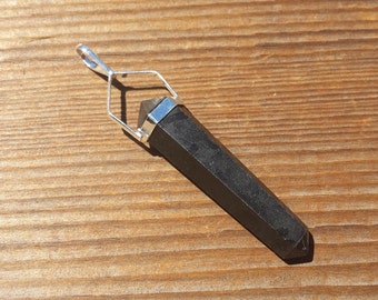 Natural BLACK TOURMALINE Crystal D - Point Pendant Gemstone