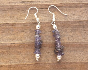 Natural IOLITE Handmade Gemstone Chip EARRINGS