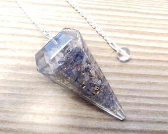 ORGONE IOLITE Gemstone Faceted Orgone Pendulum