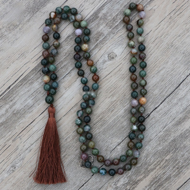 pompom and agate chamar\u00e9 necklace 92 cm long