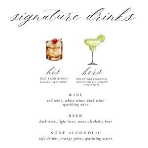 Customizable Bar Menu with Signature Drinks