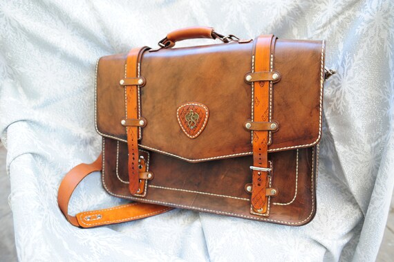 custom leather computer bag