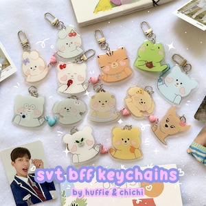 Seventeen KPOP Best Friend Acrylic Keychain with Magnetic Heart Connector | Cute Kpop Gift, Trinket, Collectable Merch