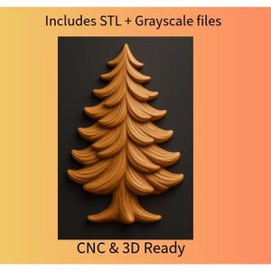 Christmas Tree Bas-Relief STL + Grayscale Image | 3D CNC Carving File | Holiday & Winter Decor for Aspire, Fusion, and 3D Printing